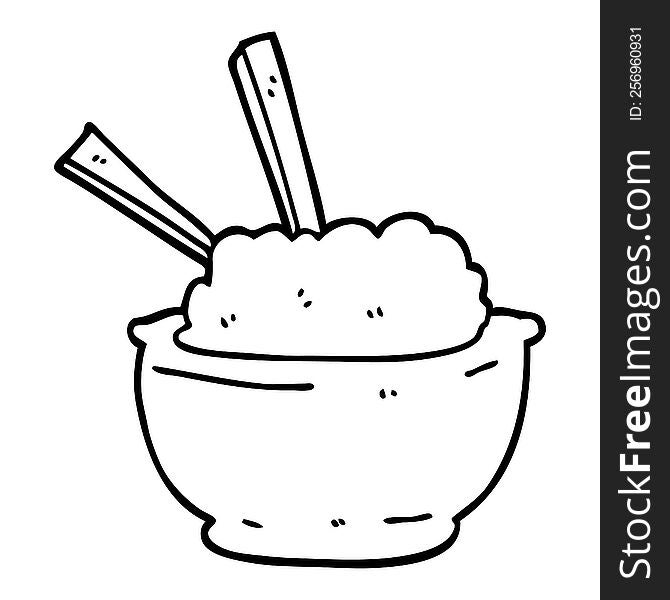 Line Drawing Cartoon Bowl Of Rice