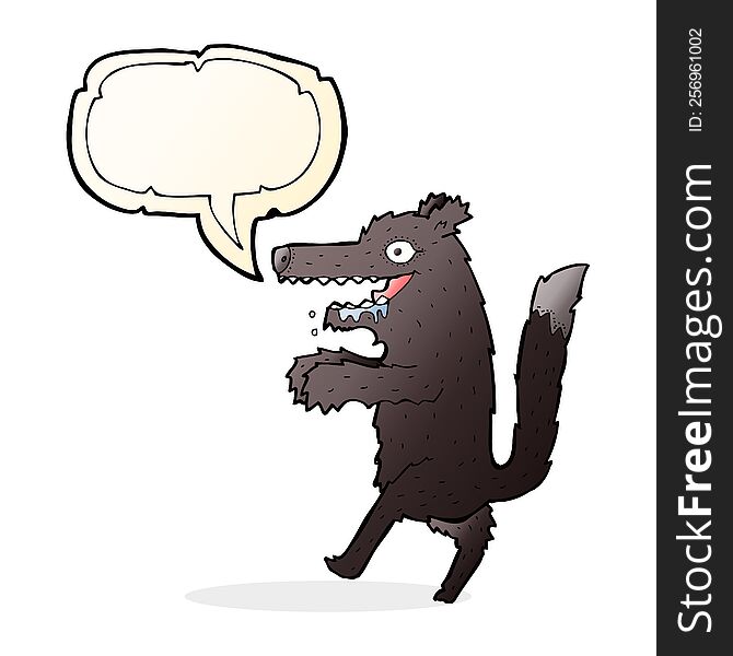 cartoon big bad wolf with speech bubble