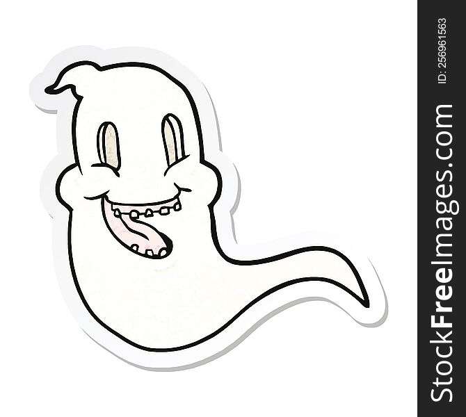 Sticker Of A Cartoon Spooky Ghost