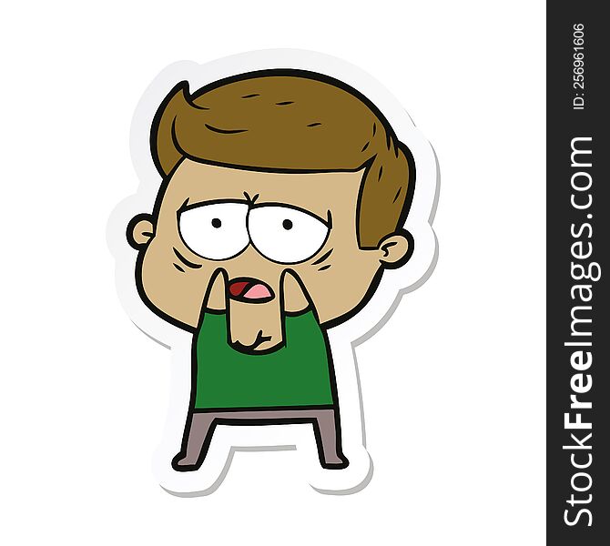 sticker of a cartoon tired man