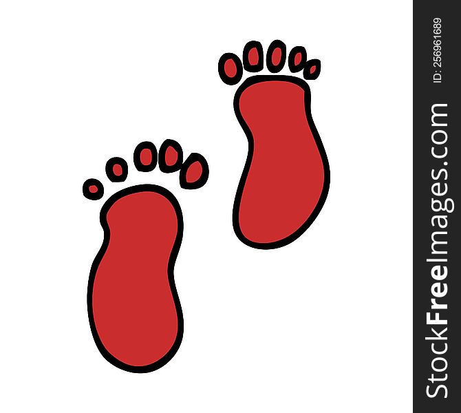 Hand Drawn Doodle Style Cartoon Foot Prints