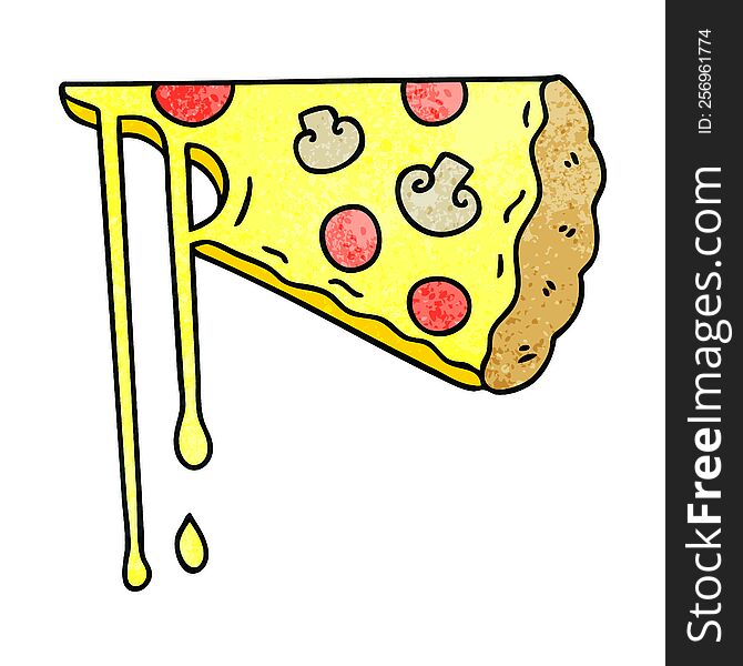 Quirky Hand Drawn Cartoon Cheesy Pizza