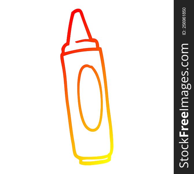 warm gradient line drawing of a cartoon coloring crayon