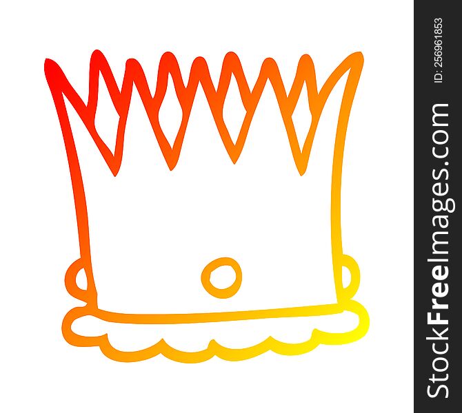 warm gradient line drawing of a cartoon royal crown
