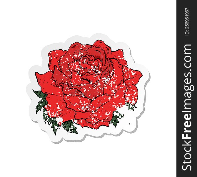 Retro Distressed Sticker Of A Cartoon Rose