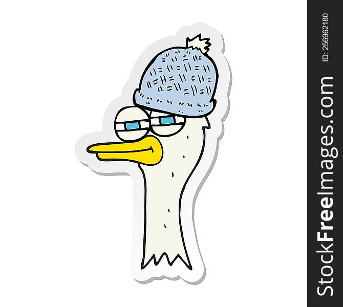 sticker of a cartoon bird wearing hat