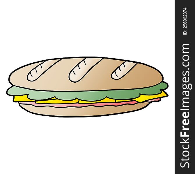 cartoon baguette sandwich. cartoon baguette sandwich
