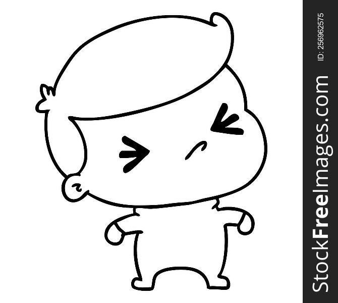 line drawing illustration of a kawaii cute cross baby. line drawing illustration of a kawaii cute cross baby