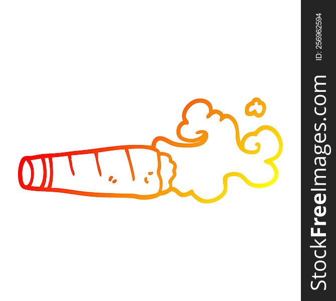 warm gradient line drawing of a cartoon smoking cigar