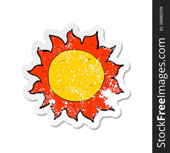 retro distressed sticker of a cartoon sun