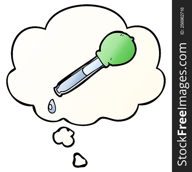 cartoon pipette with thought bubble in smooth gradient style