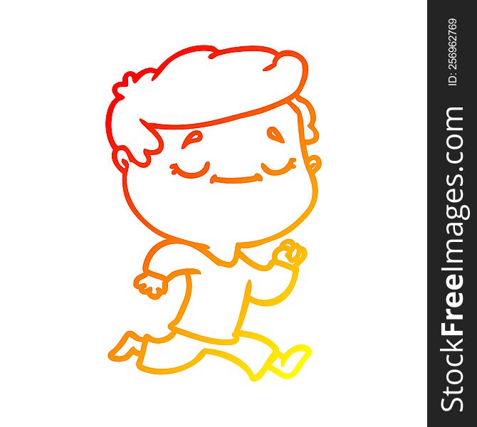 Warm Gradient Line Drawing Cartoon Peaceful Man Running