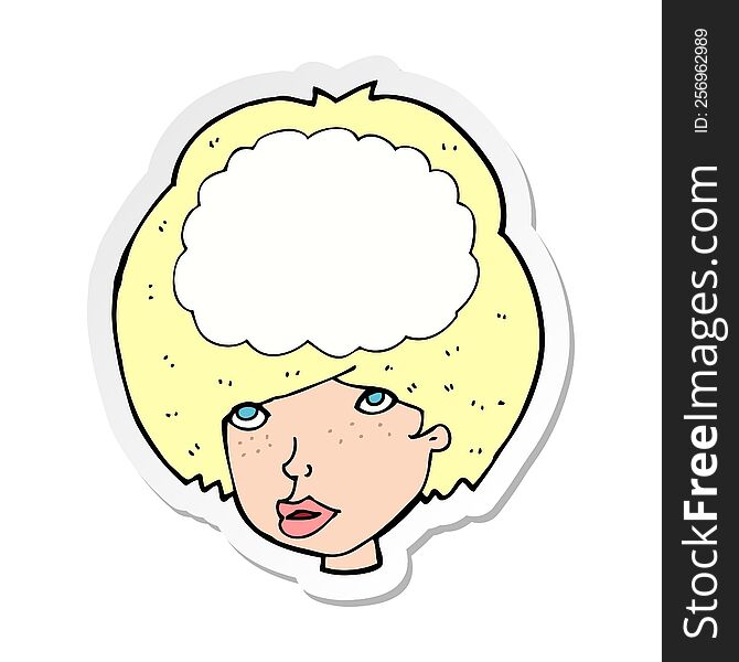 sticker of a cartoon empty headed woman