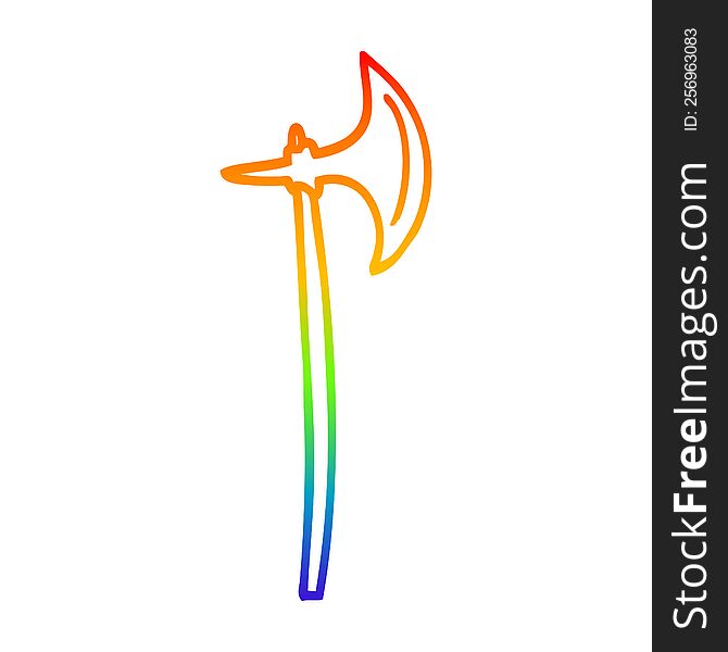 Rainbow Gradient Line Drawing Cartoon Axe