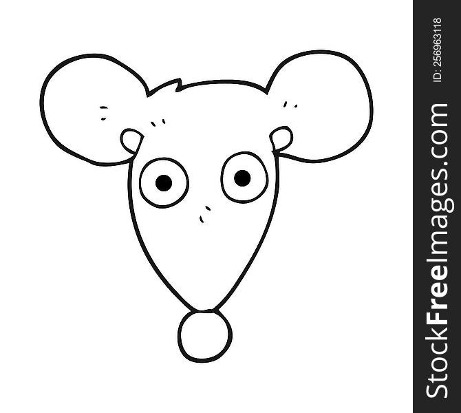 freehand drawn black and white cartoon mouse