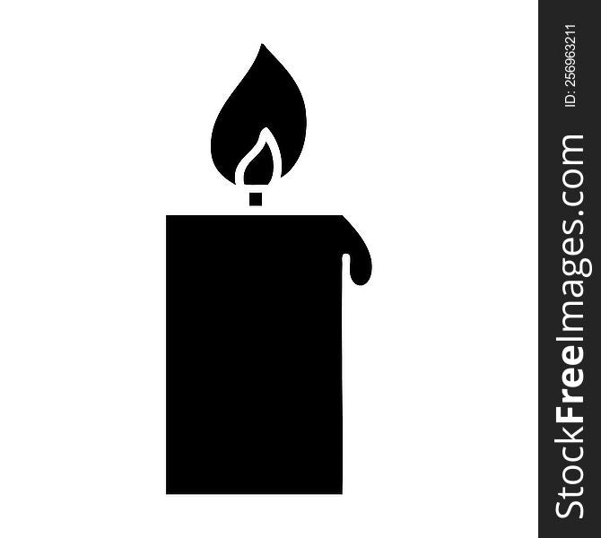 flat symbol of a lit candle. flat symbol of a lit candle