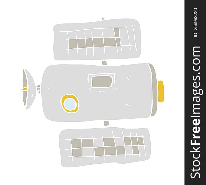 Flat Color Illustration Of A Cartoon Space Station