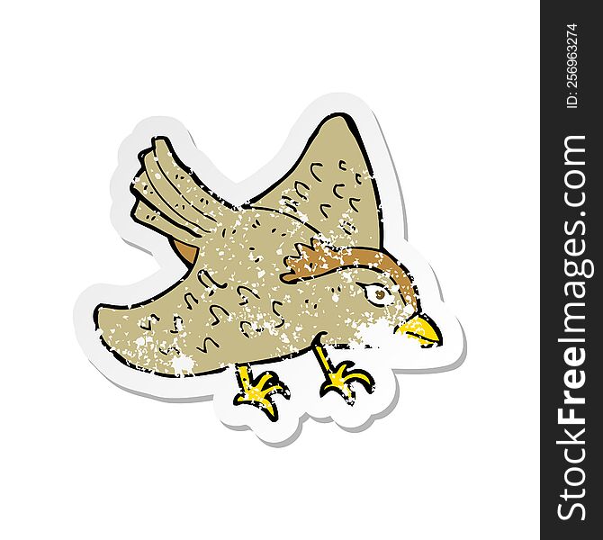 retro distressed sticker of a cartoon garden bird