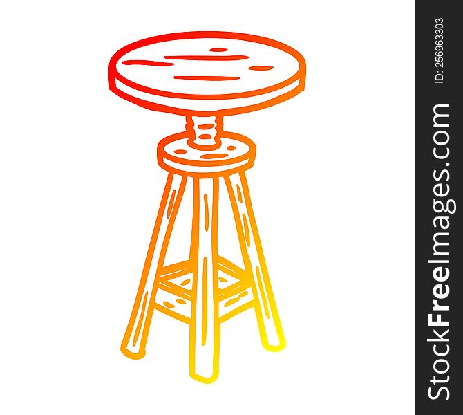 warm gradient line drawing of a adjustable artist stool
