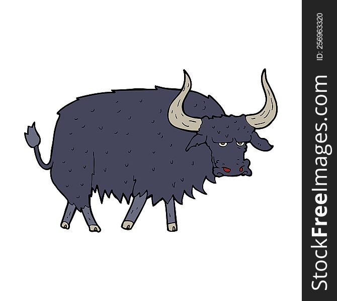 Cartoon Annoyed Hairy Ox