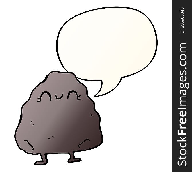 Cartoon Rock And Speech Bubble In Smooth Gradient Style