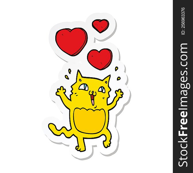 sticker of a cartoon cat crazy in love