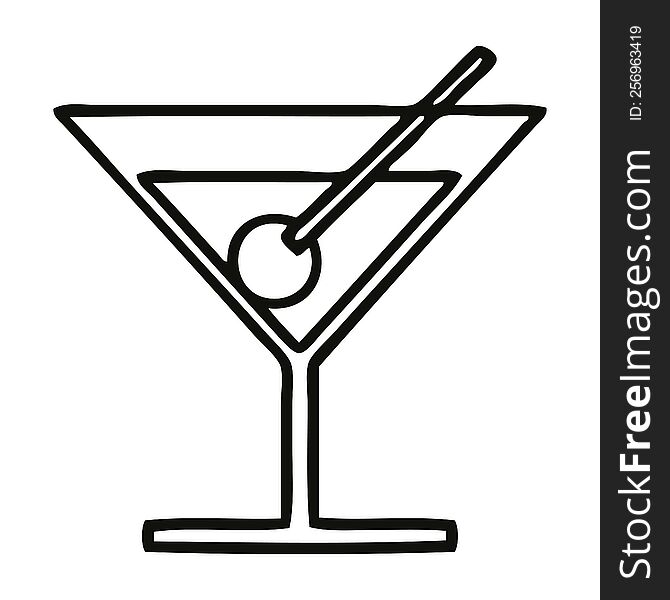 Line Drawing Cartoon Fancy Cocktail