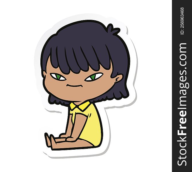 Sticker Of A Cartoon Woman