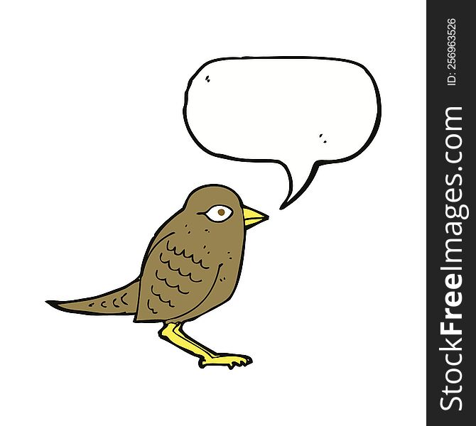 cartoon garden bird with speech bubble