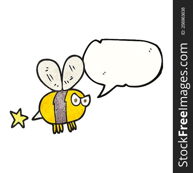 Speech Bubble Textured Cartoon Angry Bee