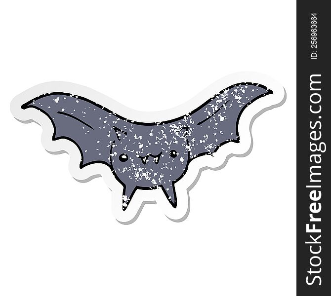 Distressed Sticker Of A Cartoon Bat