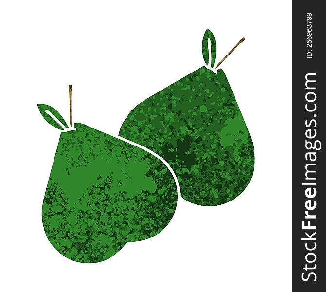 retro illustration style cartoon of a pears