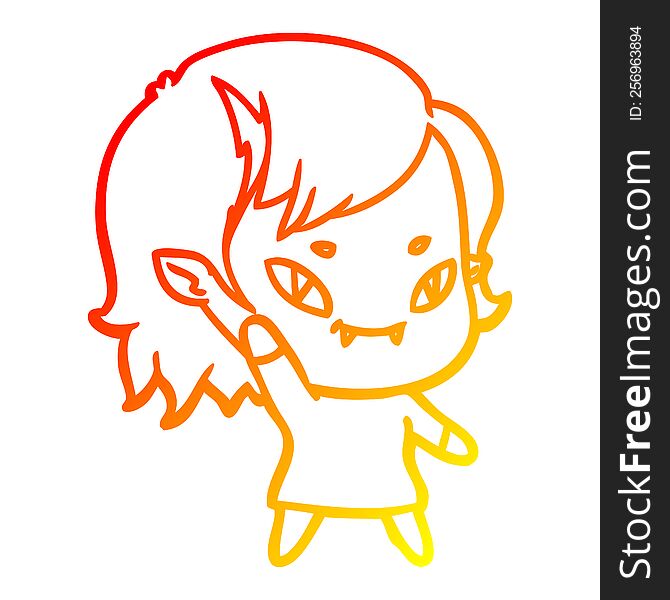 Warm Gradient Line Drawing Cartoon Friendly Vampire Girl