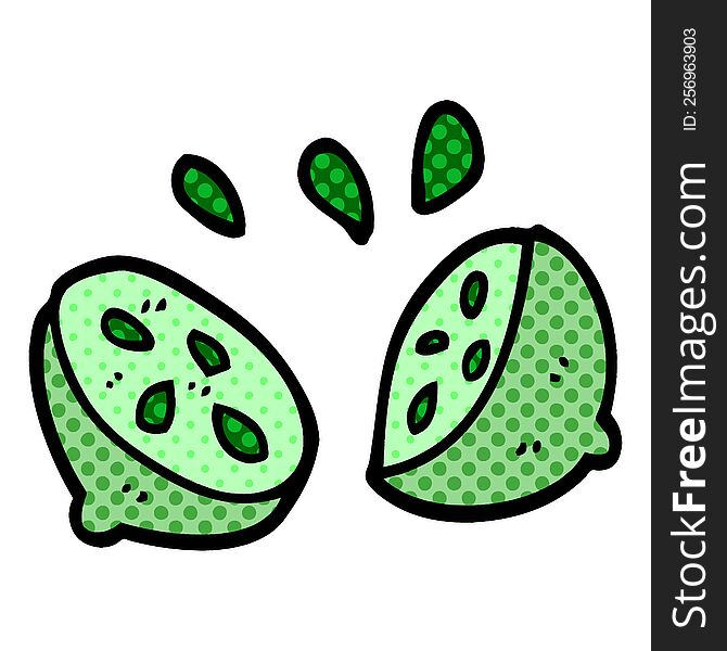 Cartoon Doodle Of A Halved Lime