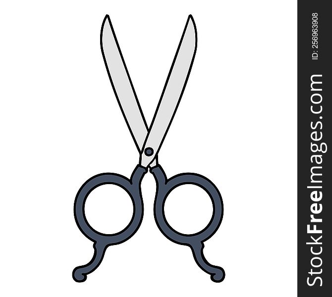 tattoo in traditional style of barber scissors. tattoo in traditional style of barber scissors