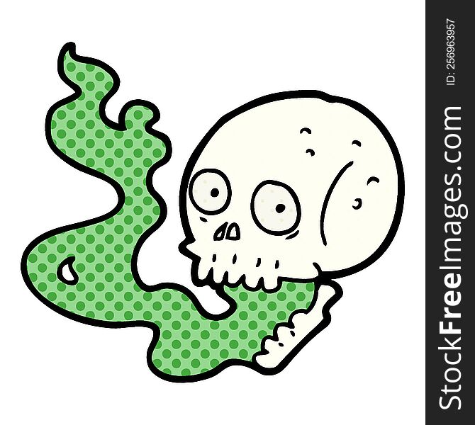 cartoon haunted skull. cartoon haunted skull