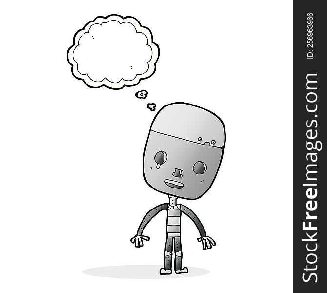 Cartoon Sad Robot With Thought Bubble