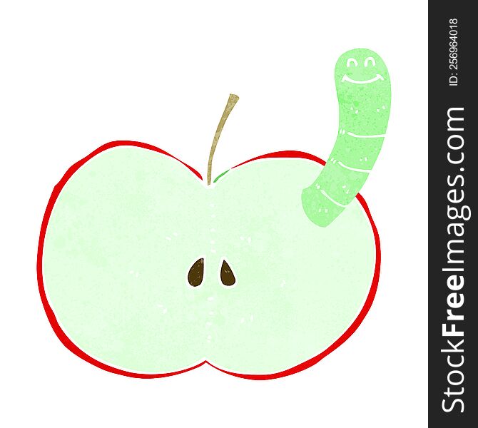 cartoon apple with worm