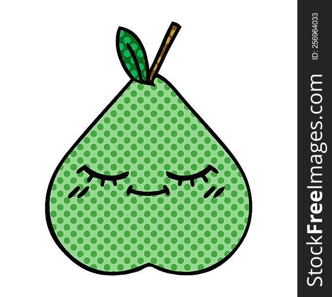 Comic Book Style Cartoon Green Pear