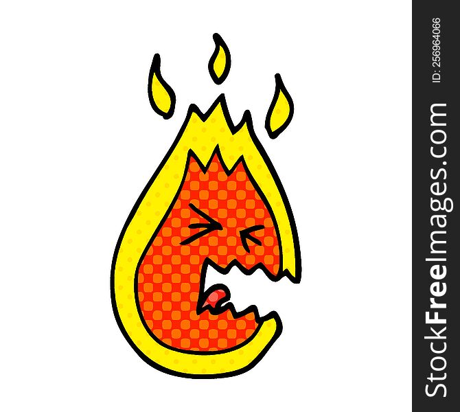 cartoon doodle hot angry flame