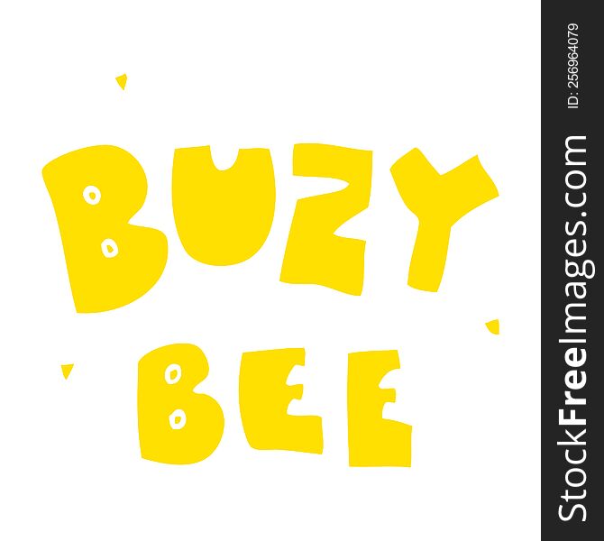 Flat Color Illustration Of A Cartoon Buzy Bee Text Symbol