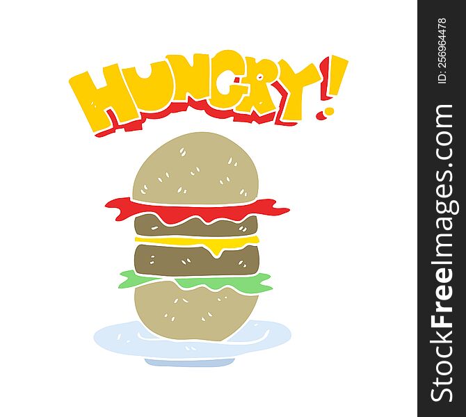 Flat Color Illustration Of A Cartoon Burger