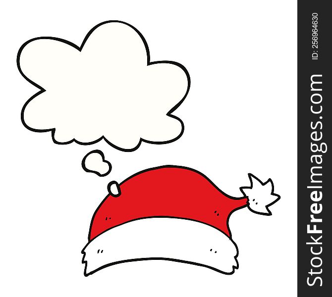 Cartoon Christmas Hat And Thought Bubble