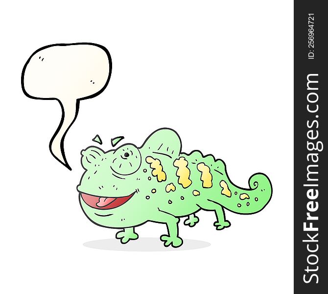 Speech Bubble Cartoon Chameleon