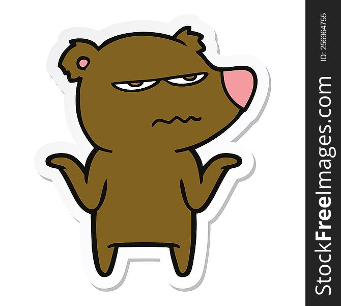 Sticker Of A Annoyed Bear Cartoon