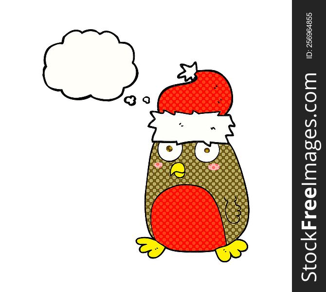 Thought Bubble Cartoon Christmas Robin
