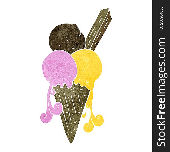 Retro Cartoon Ice Cream Cone