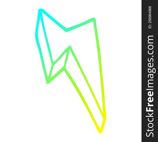 cold gradient line drawing of a cartoon decorative lightning bolt