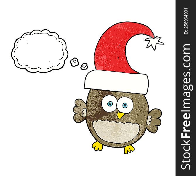 Thought Bubble Textured Cartoon Little Christmas Owl