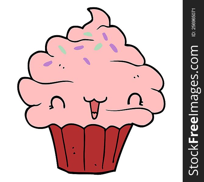 cute cartoon frosted cupcake